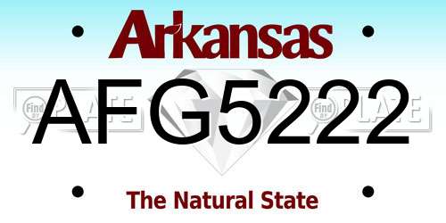 AFG5222 Arkansas License Plate