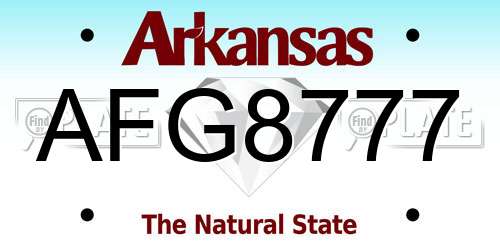 AFG8777 Arkansas License Plate