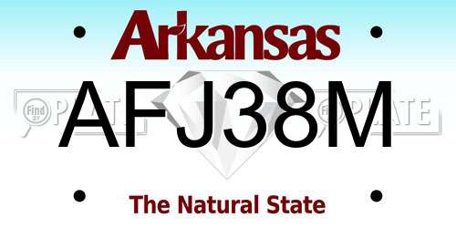 AFJ38M Arkansas License Plate