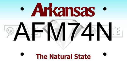 AFM74N Arkansas License Plate