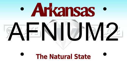 AFNIUM2 Arkansas License Plate