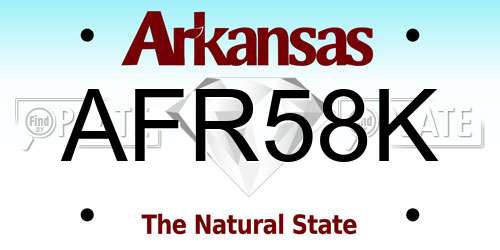 AFR58K Arkansas License Plate
