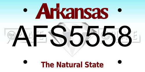 AFS5558 Arkansas License Plate