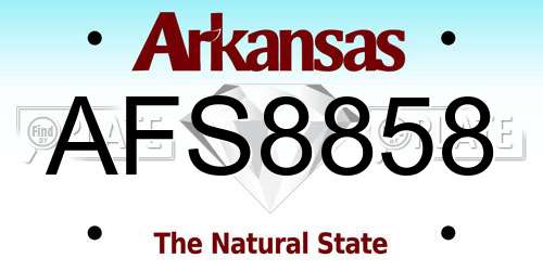 AFS8858 Arkansas License Plate