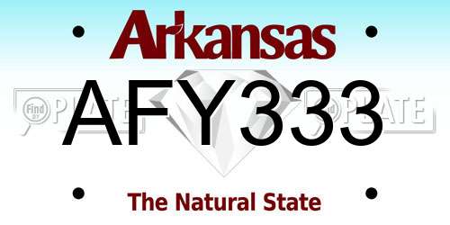 AFY333 Arkansas License Plate