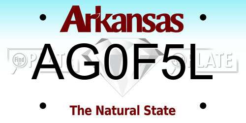 AG0F5L Arkansas License Plate