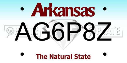 AG6P8Z Arkansas License Plate