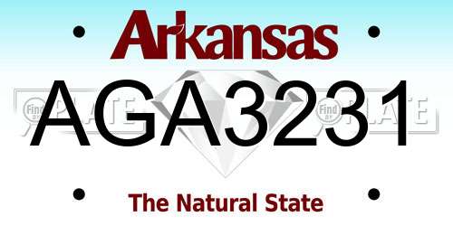 AGA3231 Arkansas License Plate