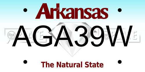 AGA39W Arkansas License Plate