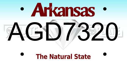 AGD7320 Arkansas License Plate