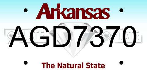 AGD7370 Arkansas License Plate