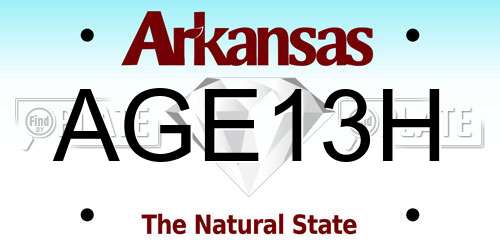 AGE13H Arkansas License Plate