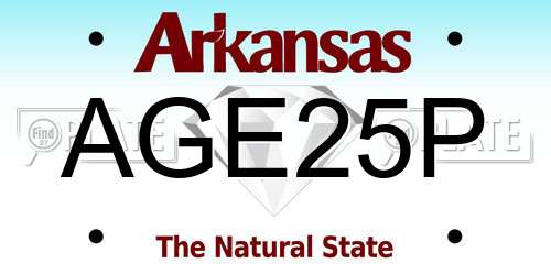 AGE25P Arkansas License Plate