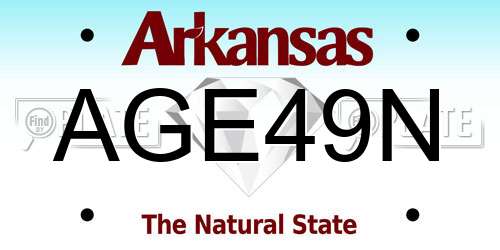 AGE49N Arkansas License Plate