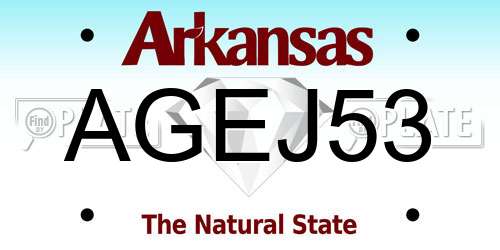 AGEJ53 Arkansas License Plate
