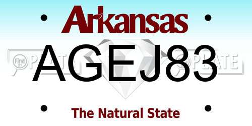 AGEJ83 Arkansas License Plate
