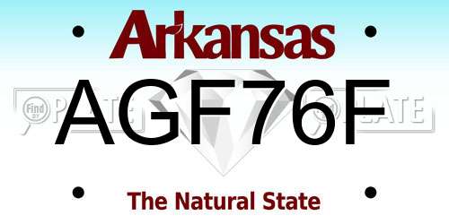 AGF76F Arkansas License Plate