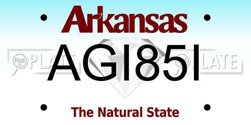 AGI85I Arkansas License Plate