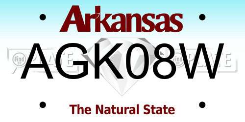 AGK08W Arkansas License Plate