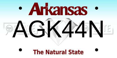 AGK44N Arkansas License Plate