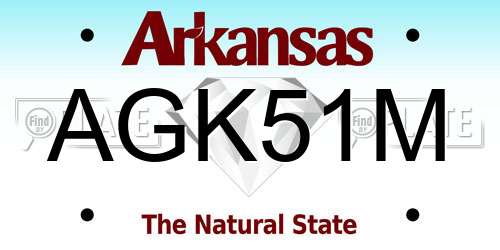 AGK51M Arkansas License Plate
