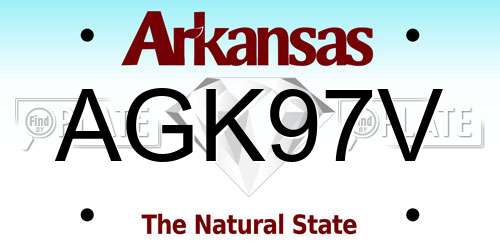 AGK97V Arkansas License Plate