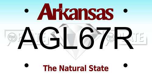 AGL67R Arkansas License Plate