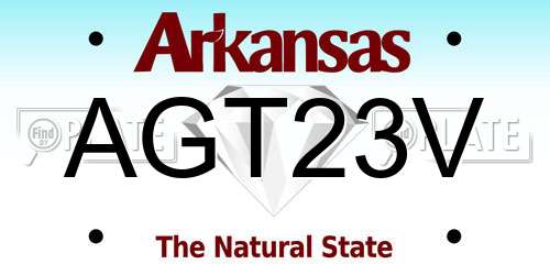 AGT23V Arkansas License Plate