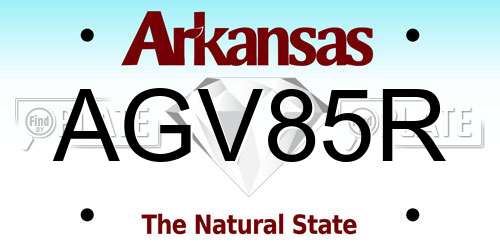 AGV85R Arkansas License Plate