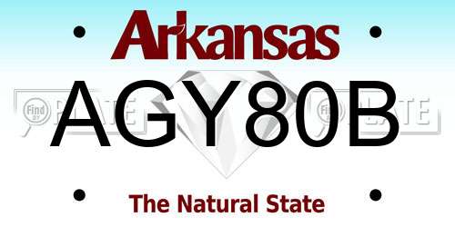 AGY80B Arkansas License Plate