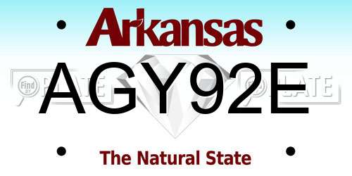 AGY92E Arkansas License Plate
