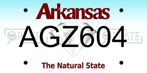 AGZ604 Arkansas License Plate