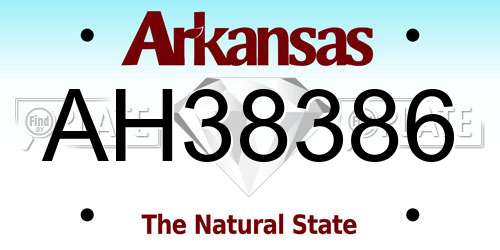 AH38386 Arkansas License Plate