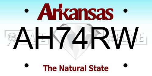 AH74RW Arkansas License Plate