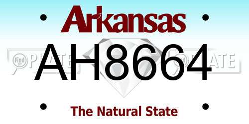 AH8664 Arkansas License Plate