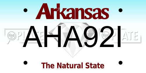 AHA92I Arkansas License Plate