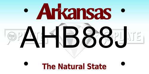AHB88J Arkansas License Plate