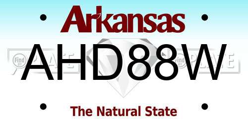 AHD88W Arkansas License Plate
