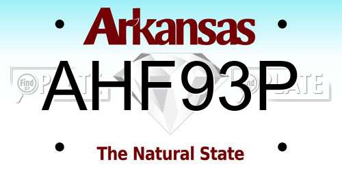 AHF93P Arkansas License Plate