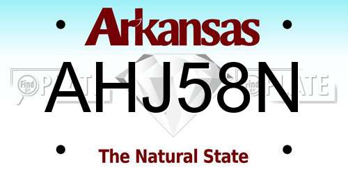 AHJ58N Arkansas License Plate