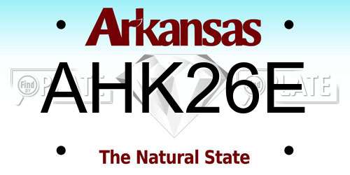 AHK26E Arkansas License Plate