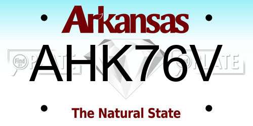 AHK76V Arkansas License Plate