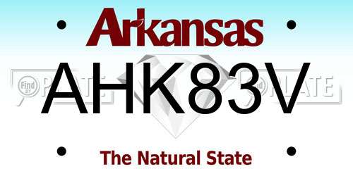 AHK83V Arkansas License Plate