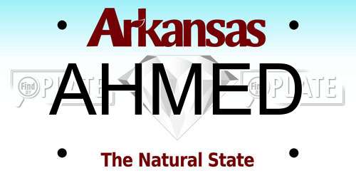 AHMED Arkansas License Plate