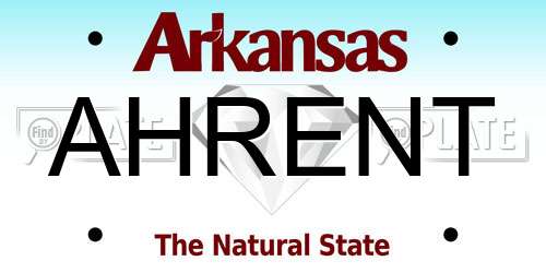 AHRENT Arkansas License Plate