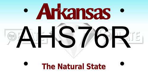 AHS76R Arkansas License Plate