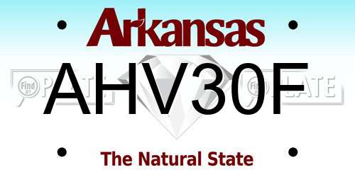 AHV30F Arkansas License Plate