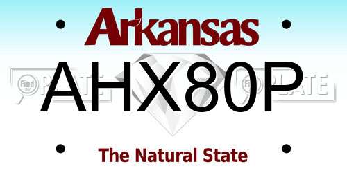 AHX80P Arkansas License Plate