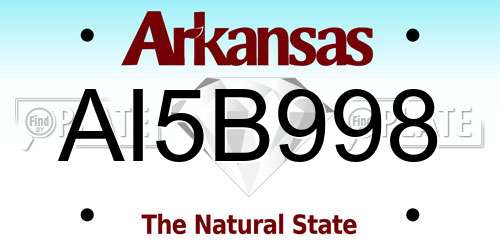 AI5B998 Arkansas License Plate