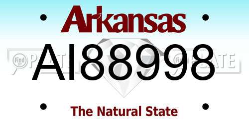 AI88998 Arkansas License Plate